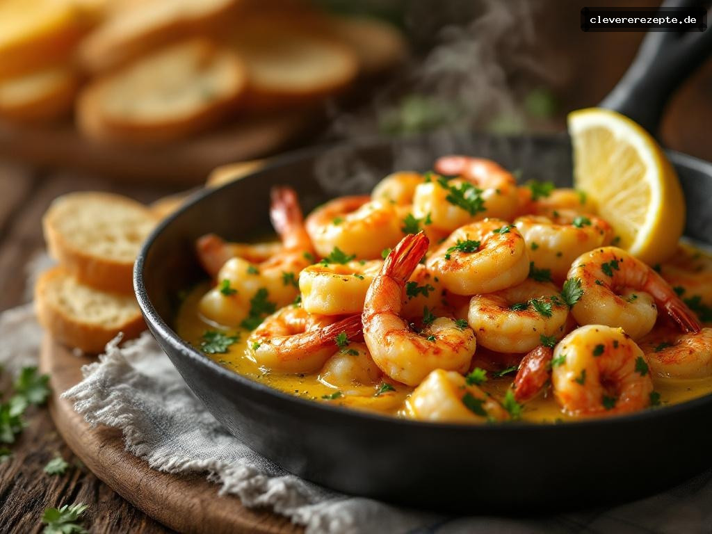 Knoblauch-Butter-Garnelen mit Baguette