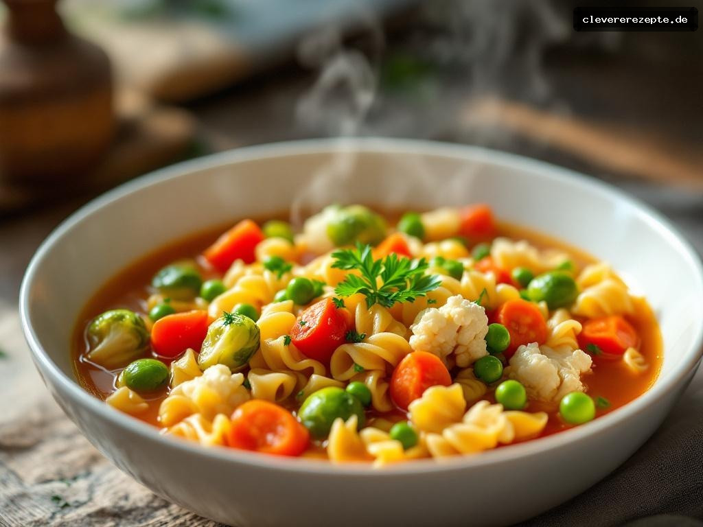 Bunte Schmetterlingssuppe mit Nudeln & Gemüse