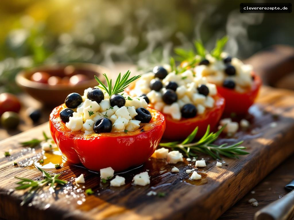 Gefüllte Paprika vom Grill mit Feta & Kräutern