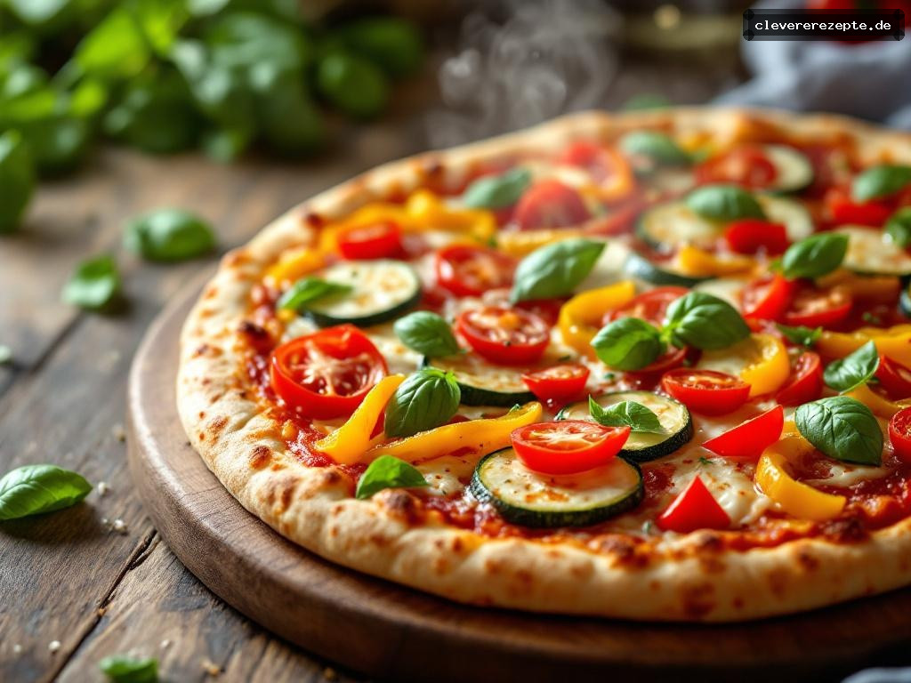Knusprige Ofenpizza mit buntem Gemüse