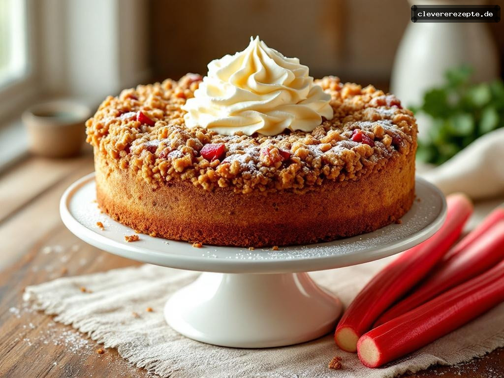 Rhabarber-Streuselkuchen mit Vanillepudding-Creme