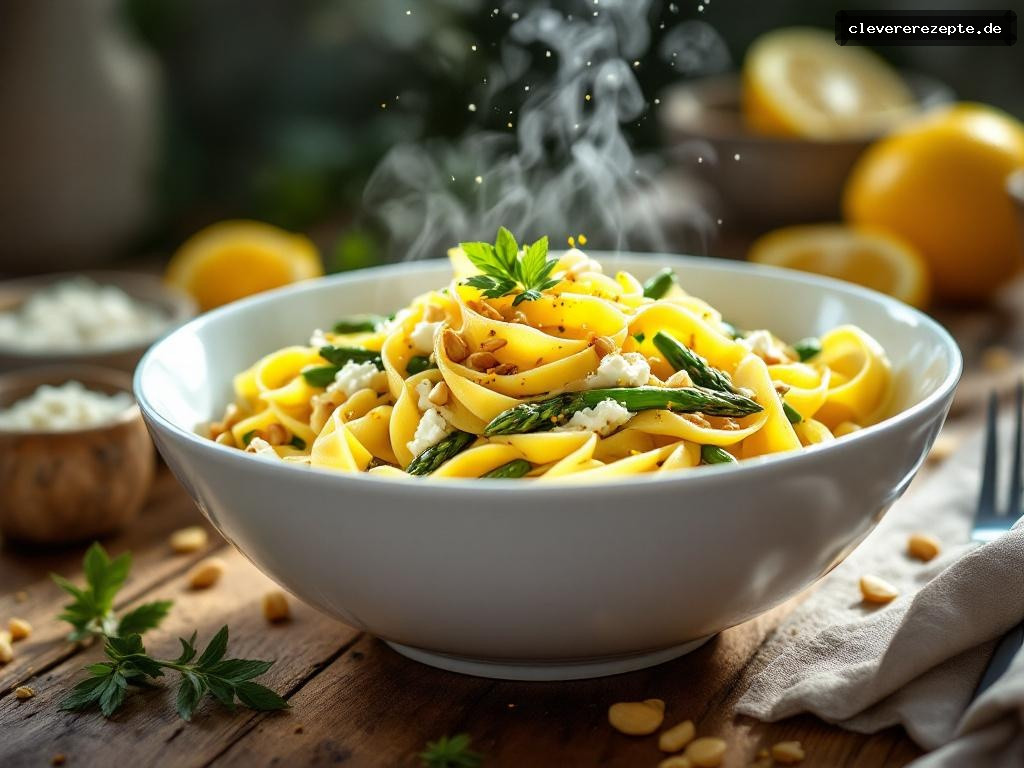 Zitronige Spargel-Tagliatelle mit Ricotta