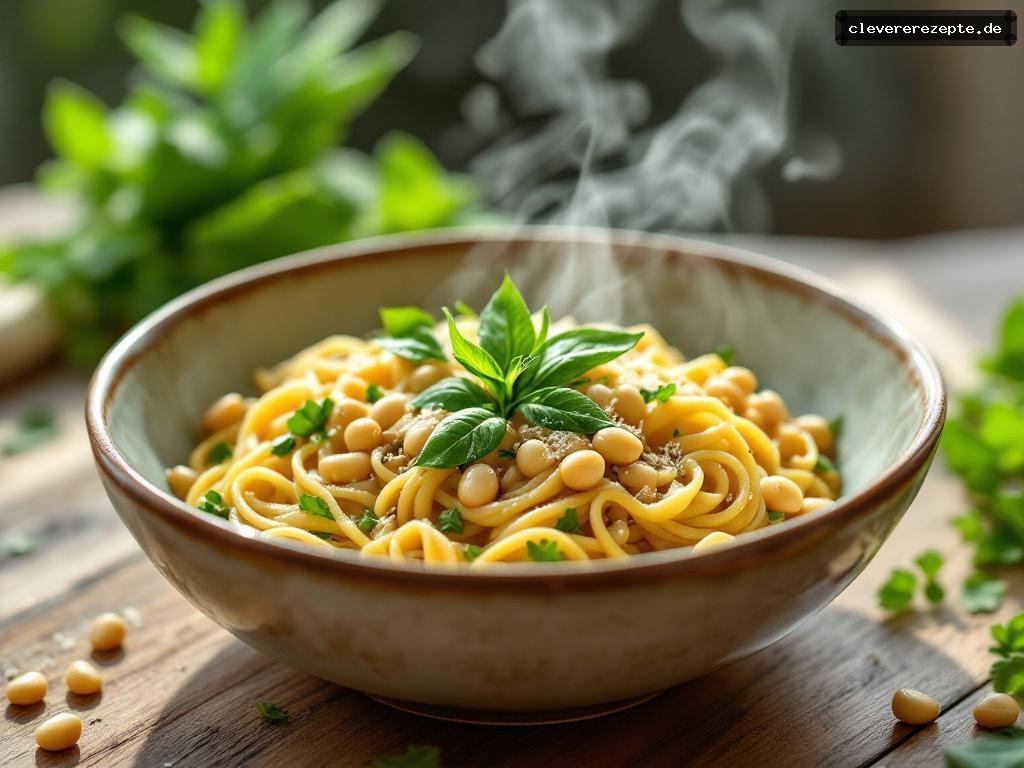Bärlauch-Pasta mit weißen Bohnen & Zitrone