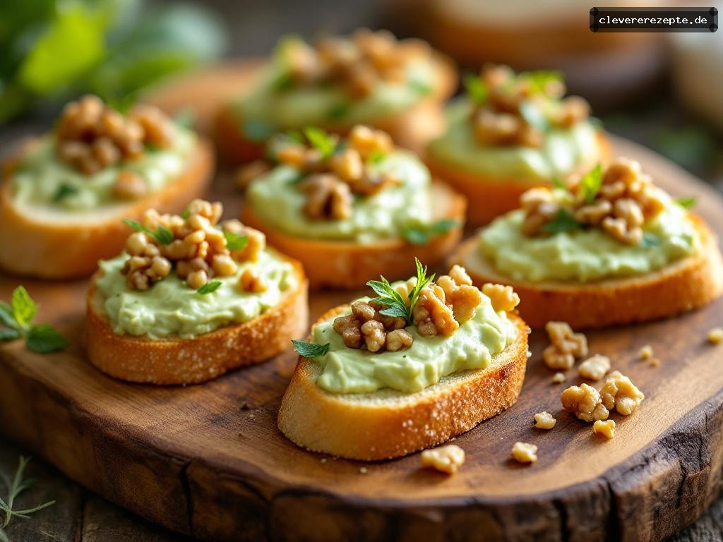 Bärlauch-Frischkäse-Crostini mit Walnüssen