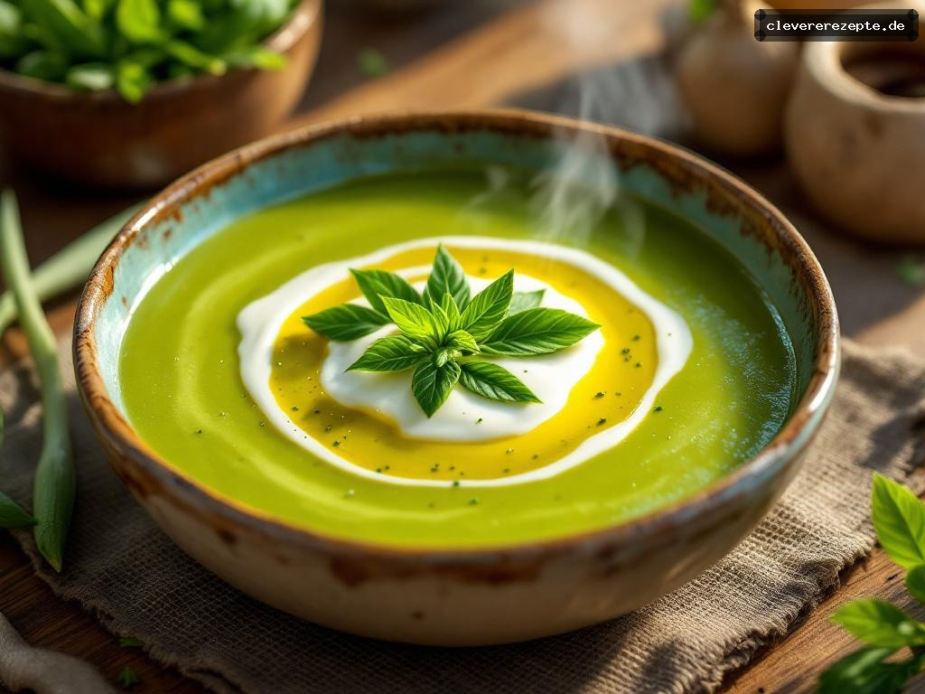 Bärlauch-Kartoffelsuppe mit Crème fraîche