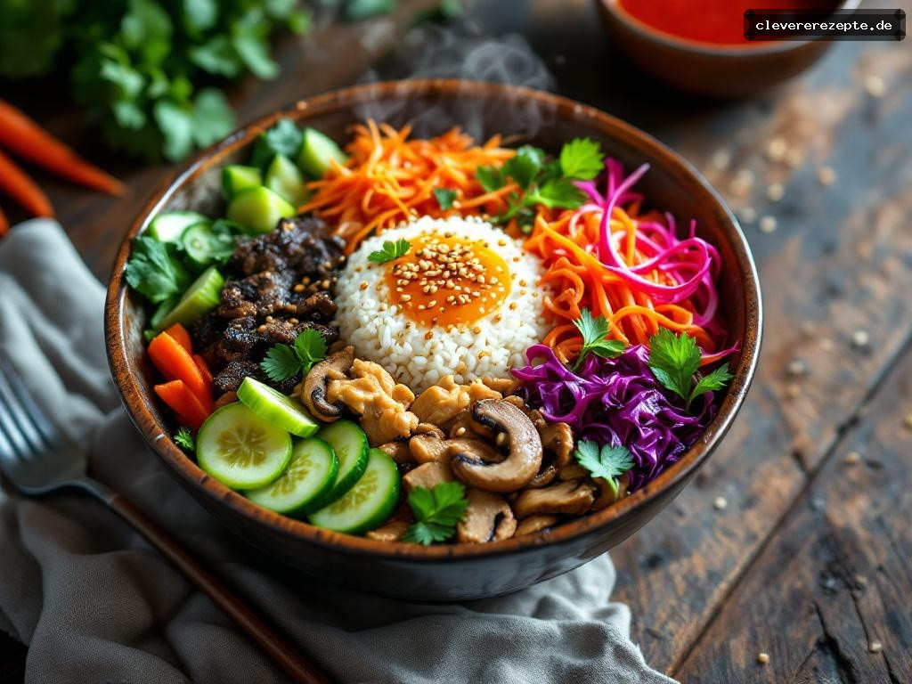 Bibimbap-Bowl mit Gochujang-Sauce & Frühlingsgemüse