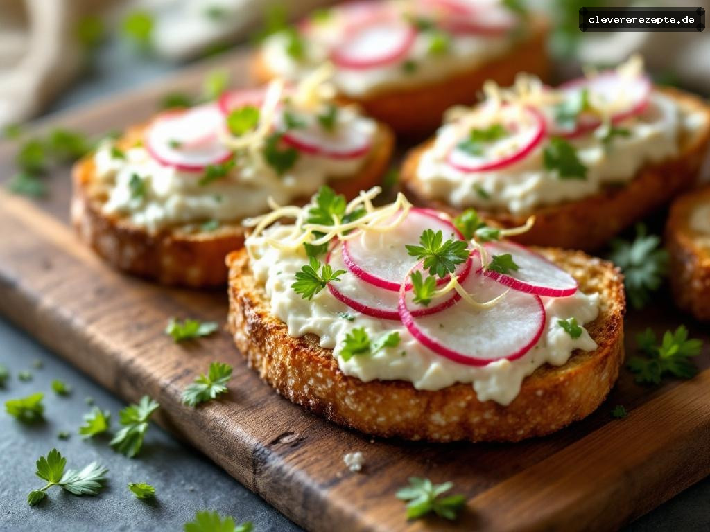 Frühlingszwiebel-Frischkäse-Toast mit Radieschen