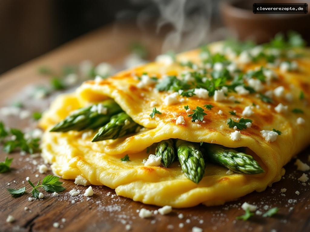Spargel-Omelette mit Ziegenkäse & Kräutern