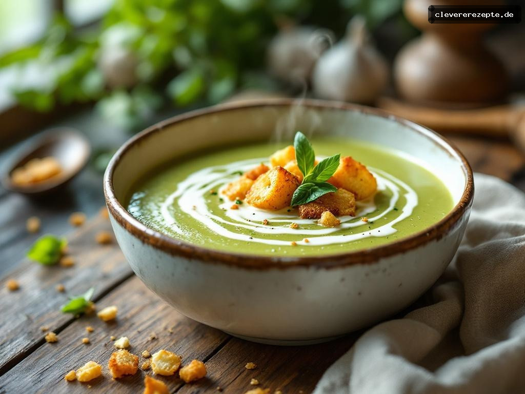 Bärlauch-Kartoffelsuppe mit Croutons