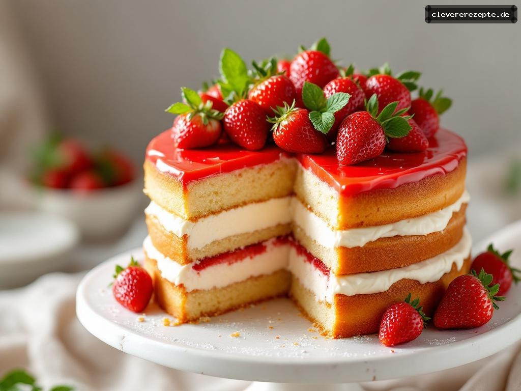 Erdbeer-Mascarpone-Torte mit Biskuitboden