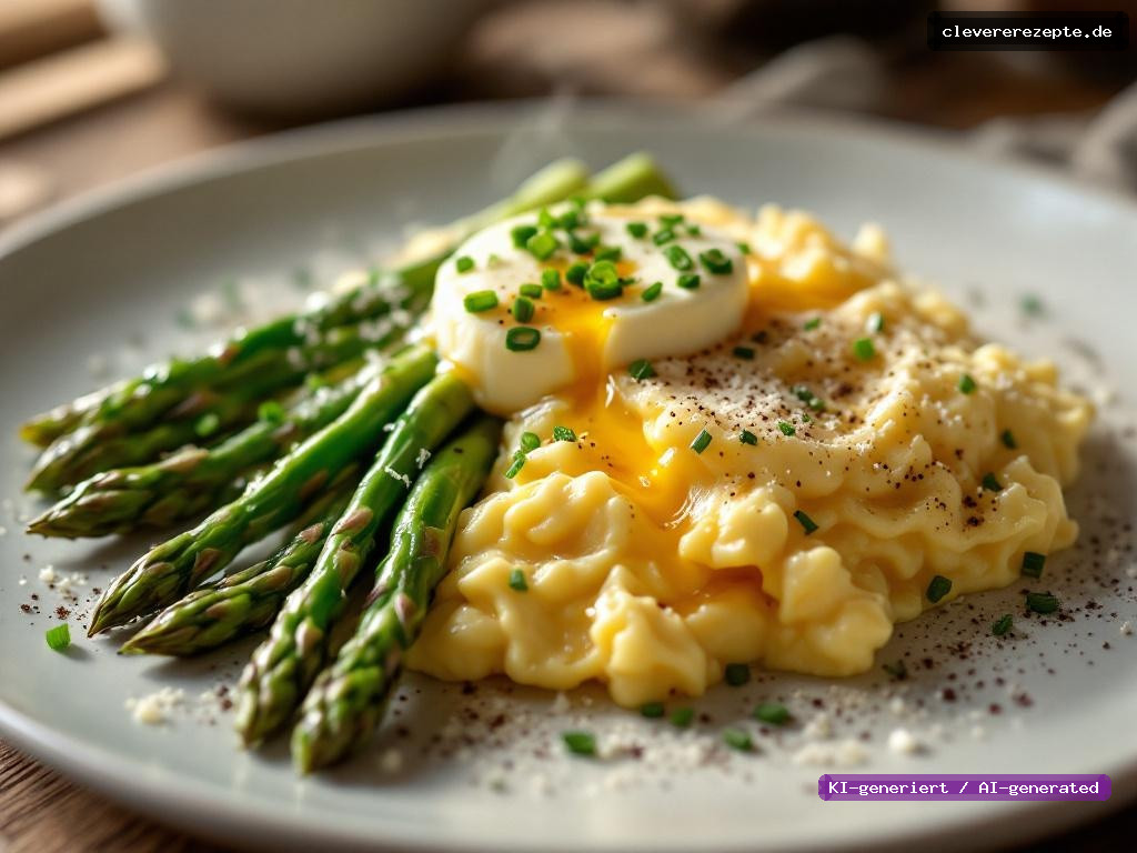 Spargel-Rührei mit Parmesan & Schnittlauch-Butter