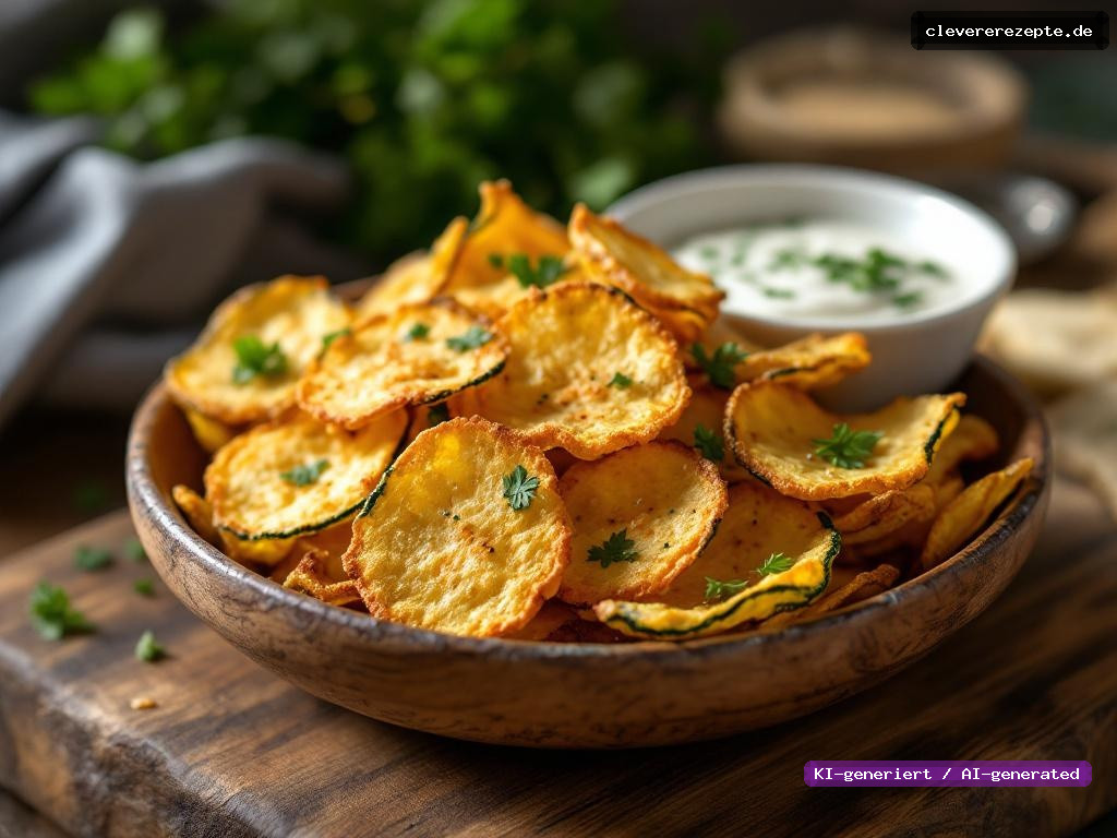Airfryer Zucchini-Parmesan-Chips mit Kräuterdip