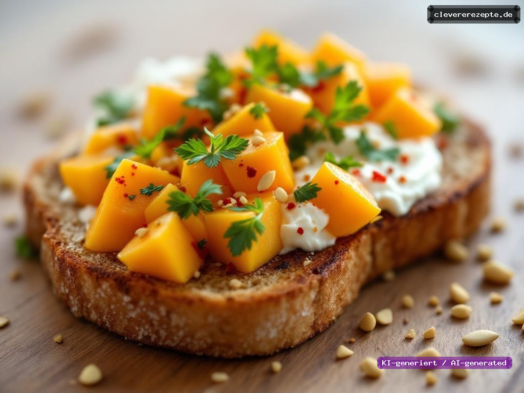 Mango-Chili-Frischkäse-Toast mit Kresse