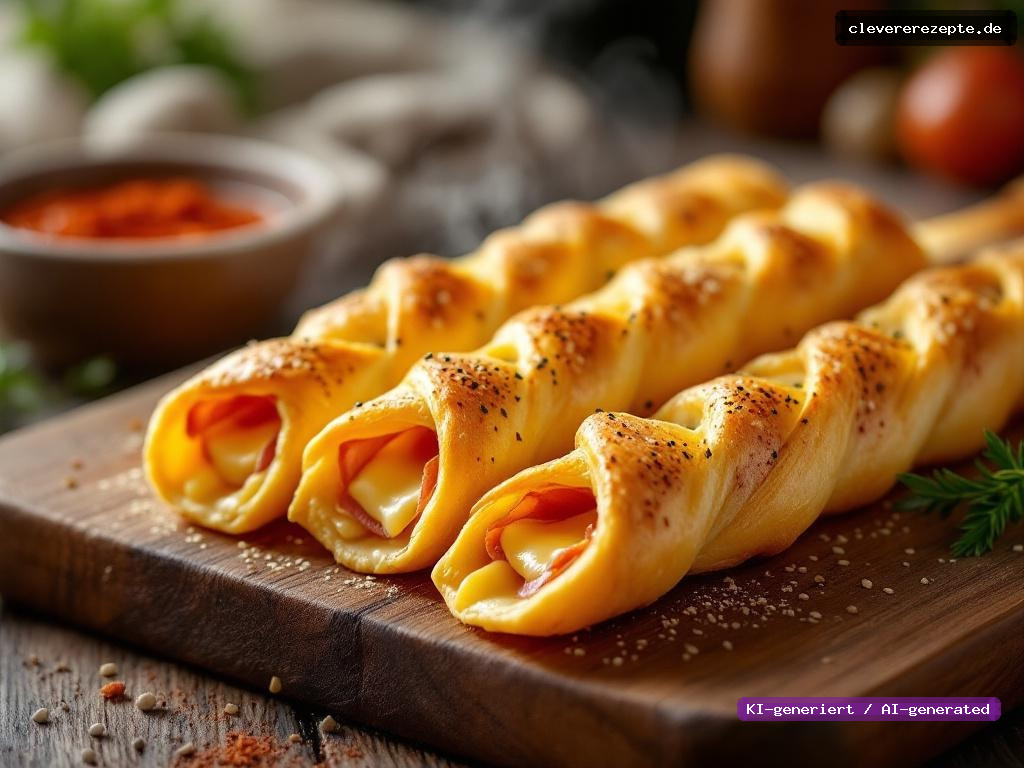 Käse-Schinken-Stangen mit Sesam & Paprika