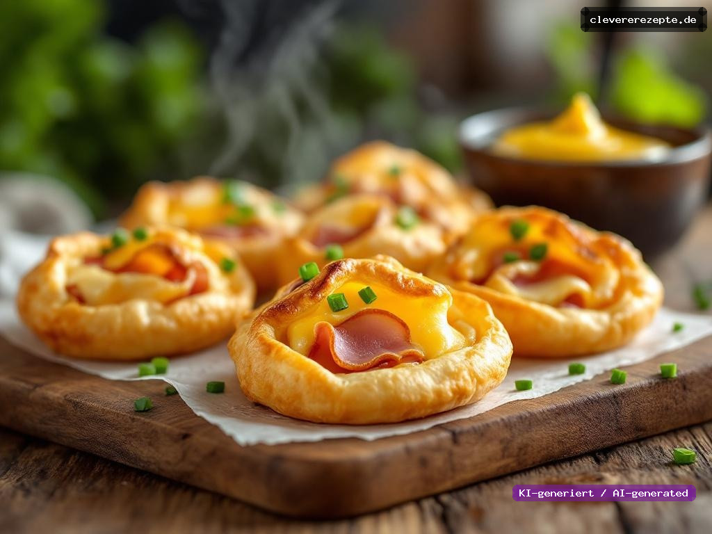 Mini-Blätterteigtaschen mit Schinken & Gruyère