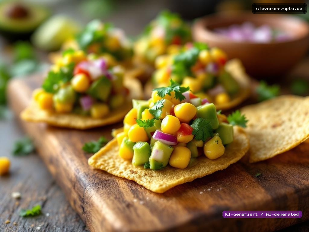 Mini-Tortilla-Taler mit Avocado-Mais-Salsa