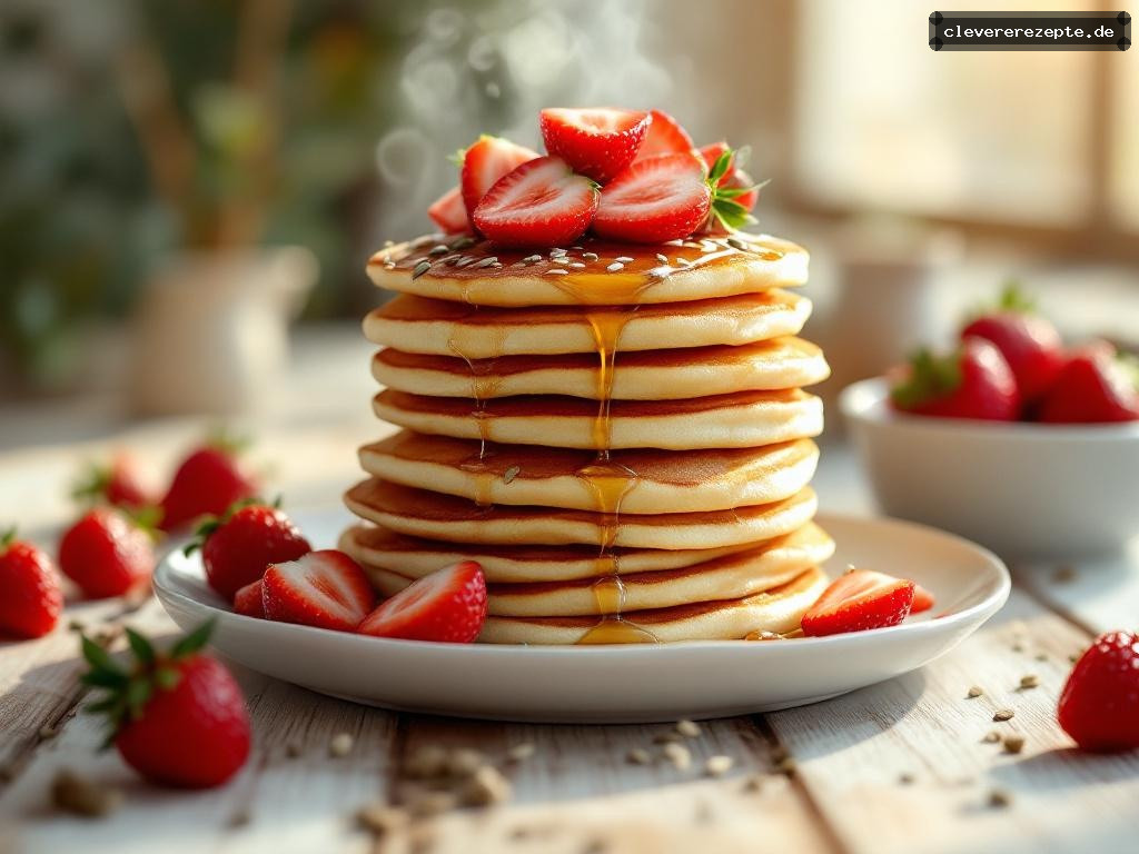 Skyr-Pancakes mit Erdbeeren & Hanfsamen