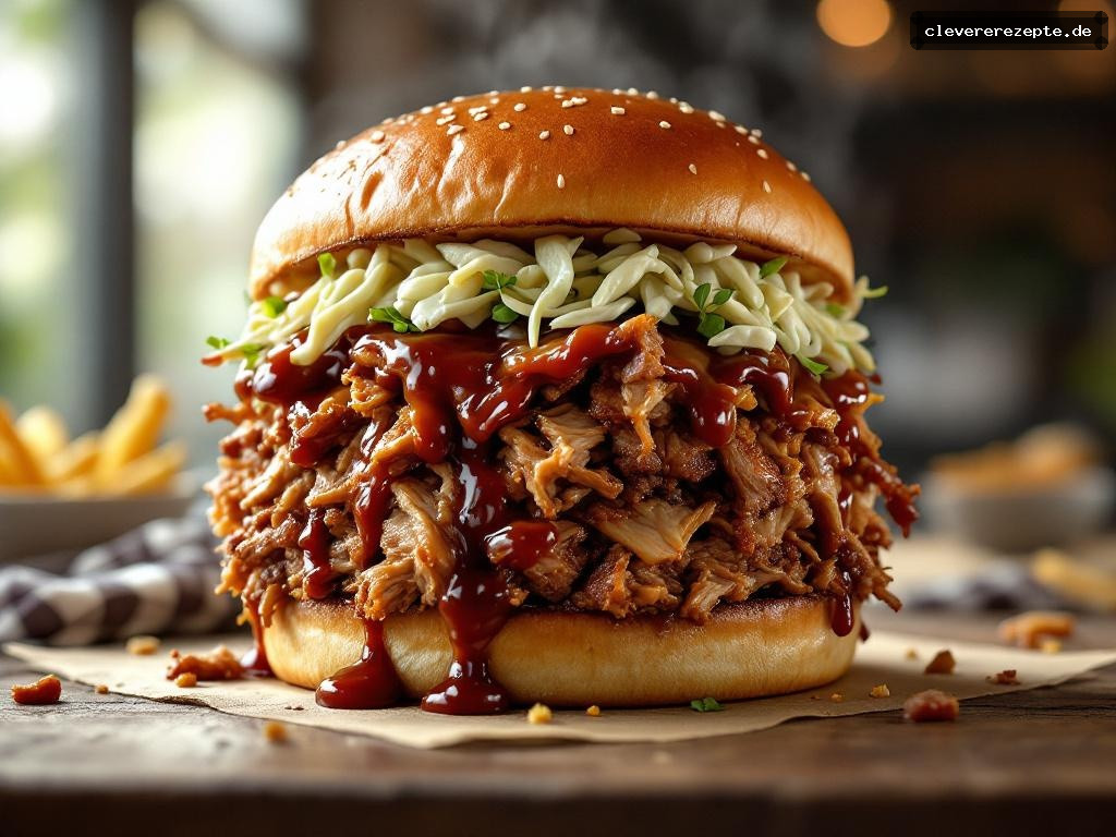 Pulled Pork Burger mit Coleslaw & BBQ-Sauce