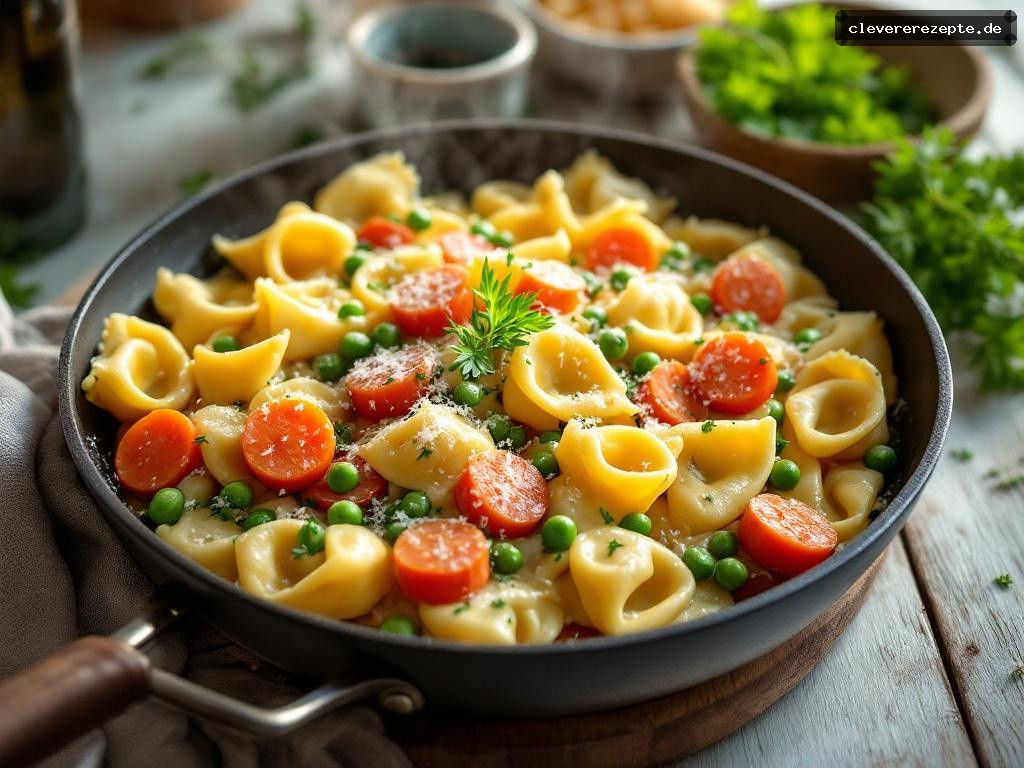 Frühlings-Tortellini-Pfanne mit Frischkäsesauce