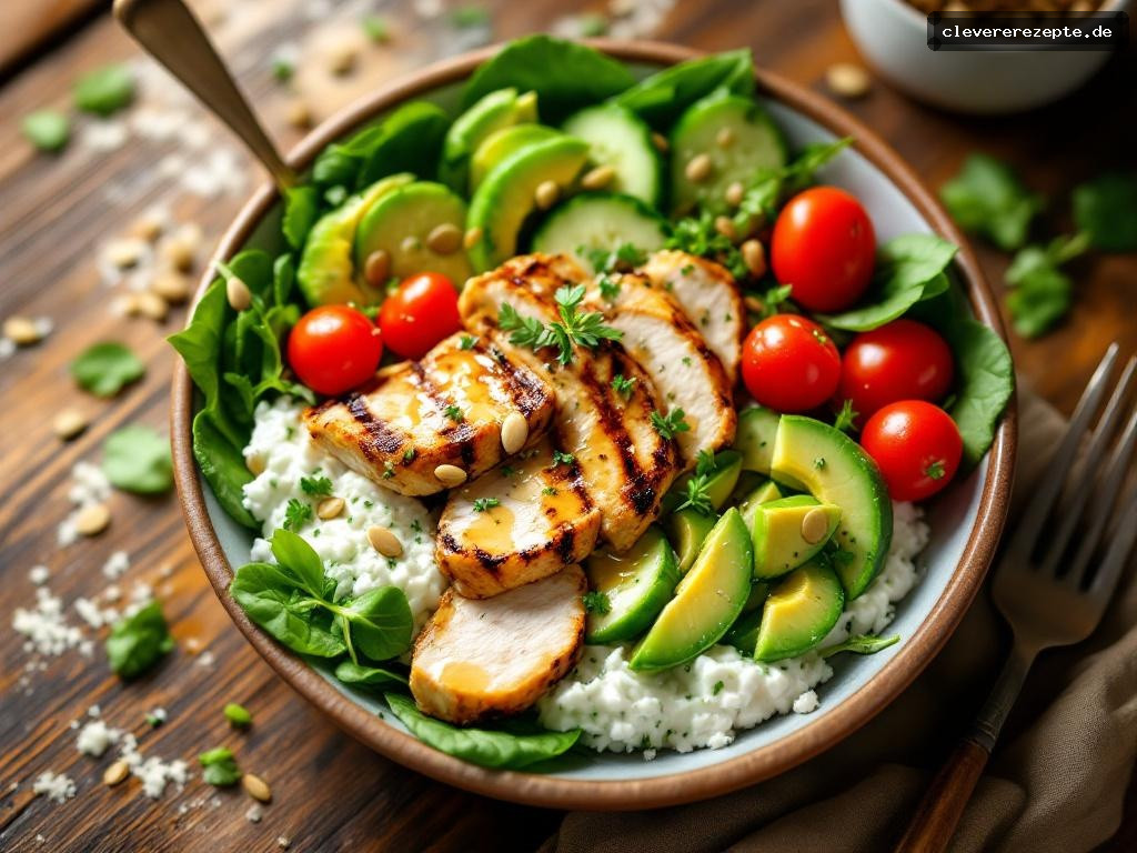 Cottage Cheese Bowl mit Hähnchen & Frühlingsgemüse