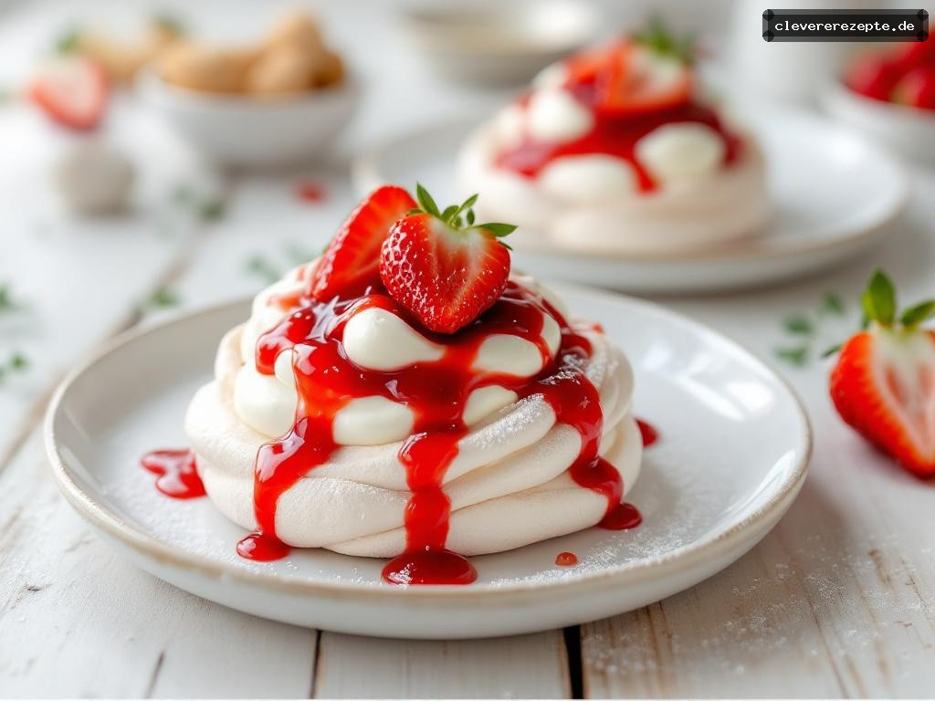 Erdbeer-Rhabarber-Pavlova mit Mascarpone