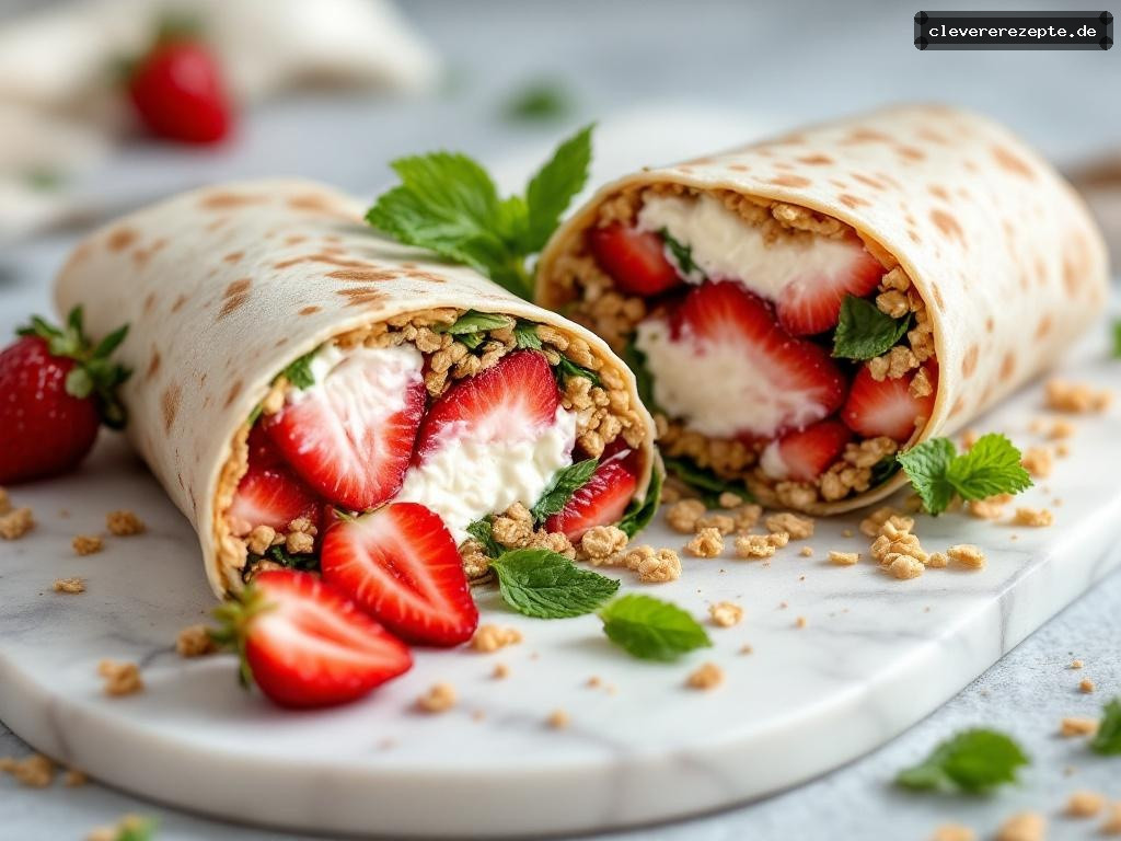 Erdbeer-Frischkäse-Wrap mit Minze
