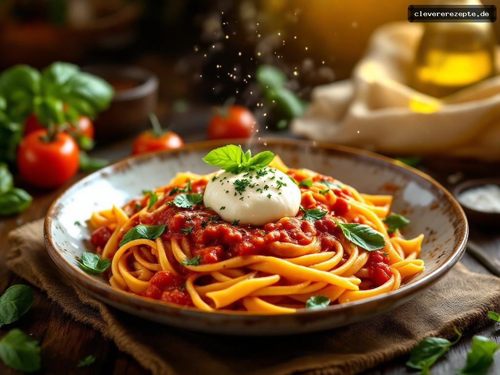 Penne all'Arrabbiata mit Burrata & Kräutern