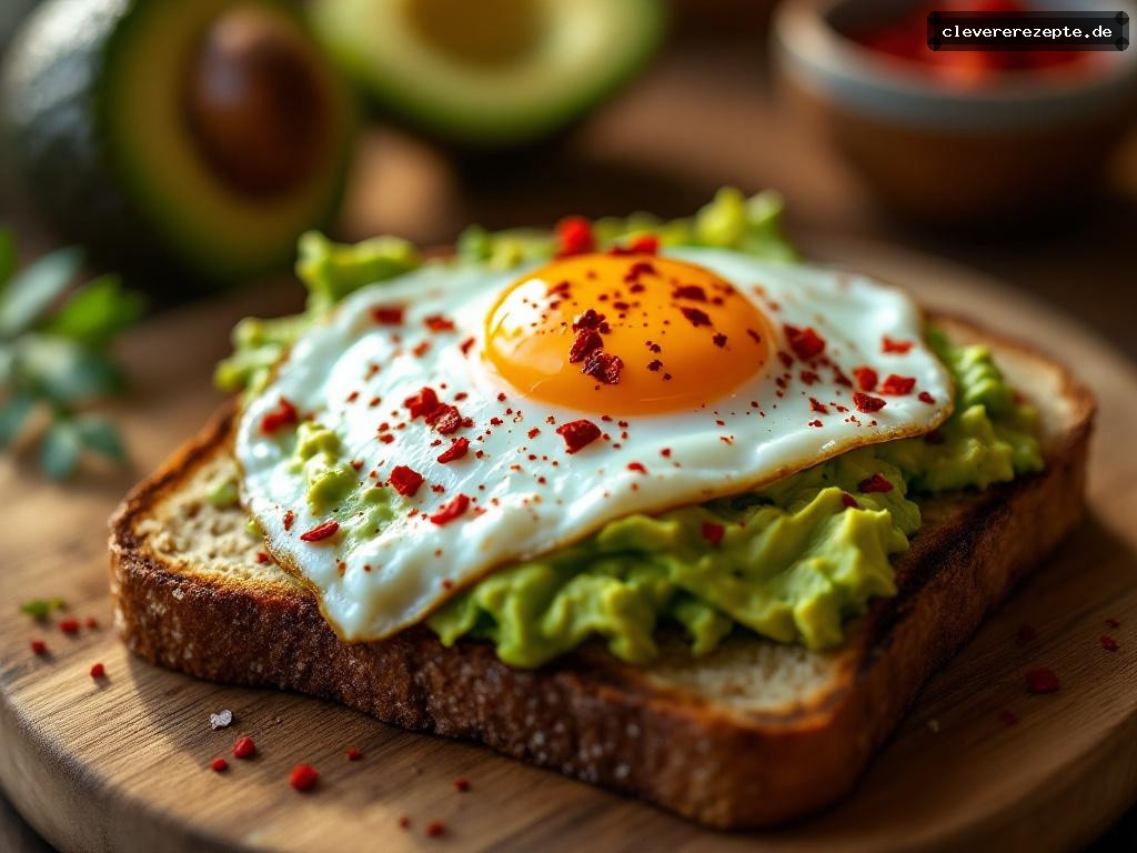 Avocado-Toast mit Spiegelei & Chili-Flocken