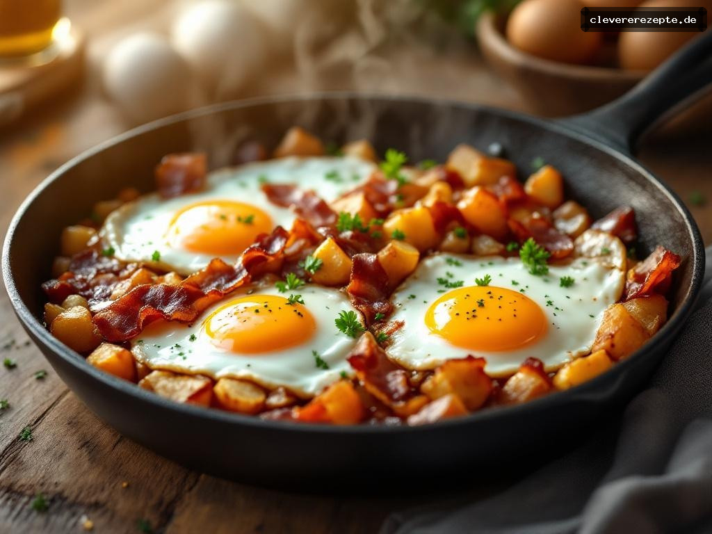 Bauernpfanne mit Speck, Bratkartoffeln & Spiegelei
