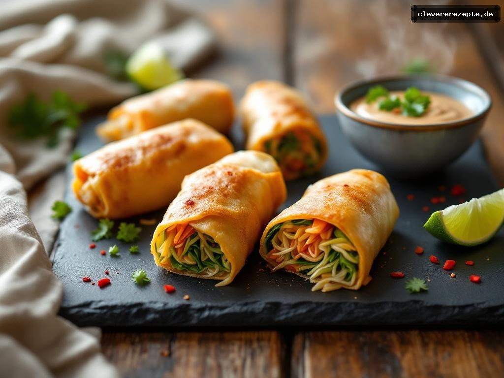 Airfryer-Frühlingsrollen mit Erdnuss-Dip