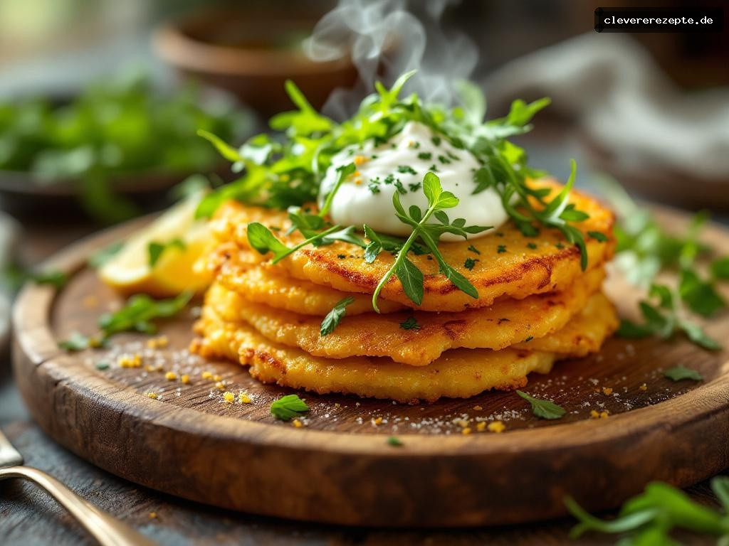 Bärlauch-Rösti mit Kräuterquark & Rucola