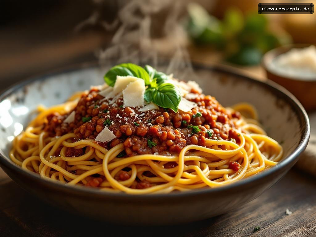 Linsen-Bolognese mit Spaghetti & Parmesan