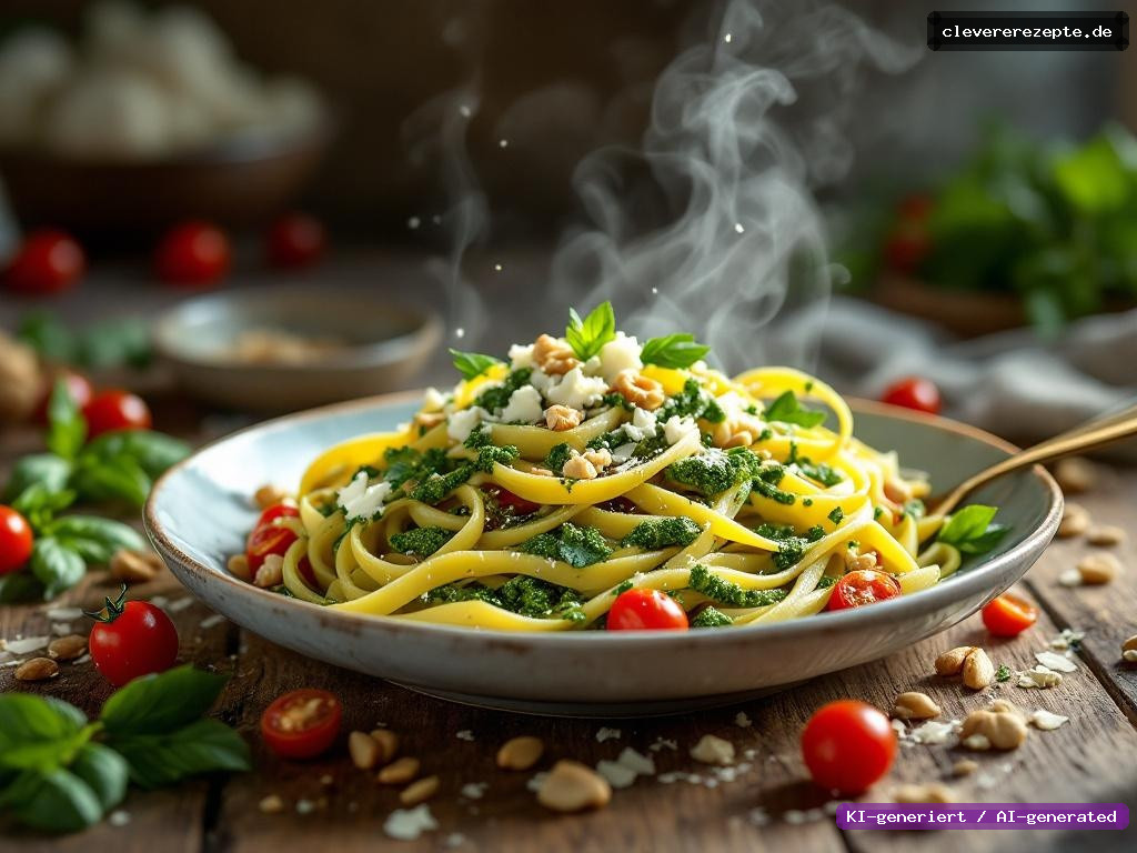 Tagliatelle mit Bärlauch-Pesto & Ziegenkäse