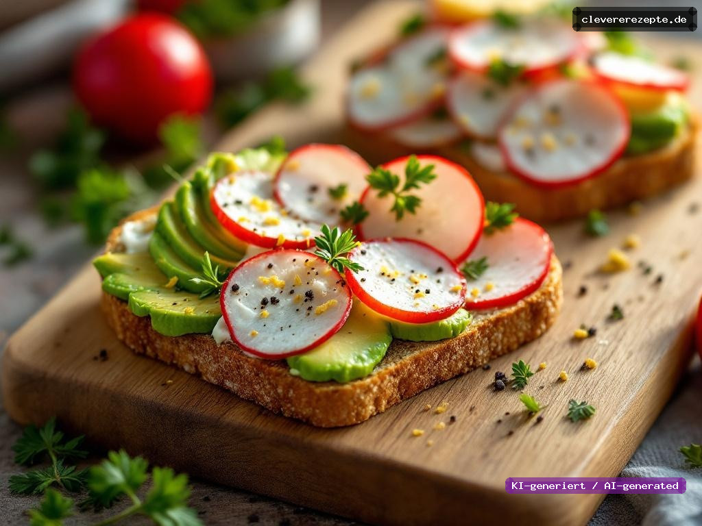 Avocado-Frischkäse-Toast mit Radieschen & Zitrone