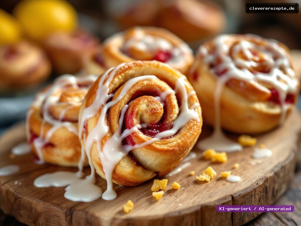 Rhabarber-Marzipan-Schnecken mit Zuckerguss