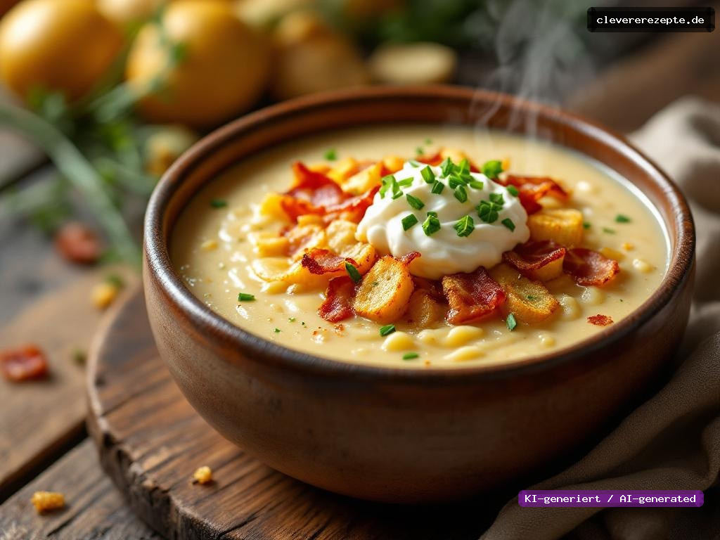 Kartoffel-Lauch-Suppe mit Speck & Croûtons