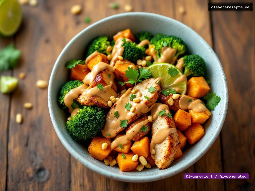 Meal-Prep-Bowl: Hähnchen, Süßkartoffel & Erdnuss
