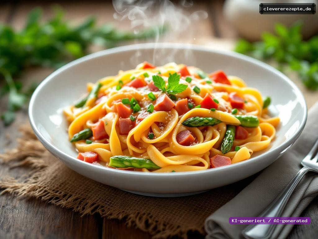 Spargel-Schinken-Pasta mit Sahnesauce