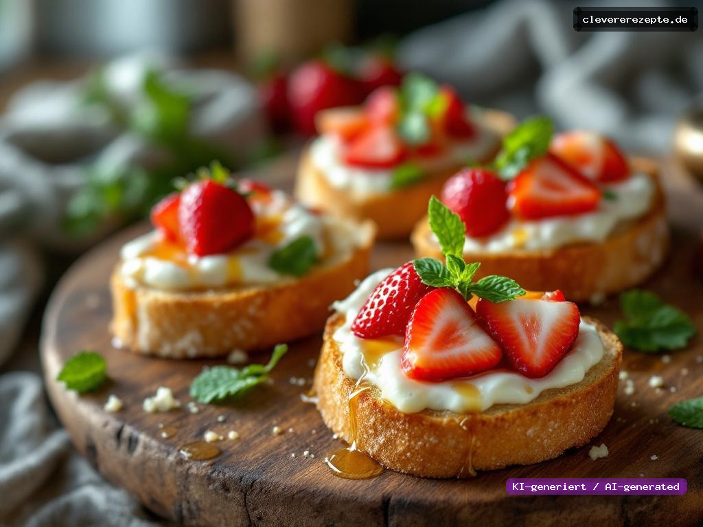 Erdbeer-Brie-Crostini mit Honig & Kräutern