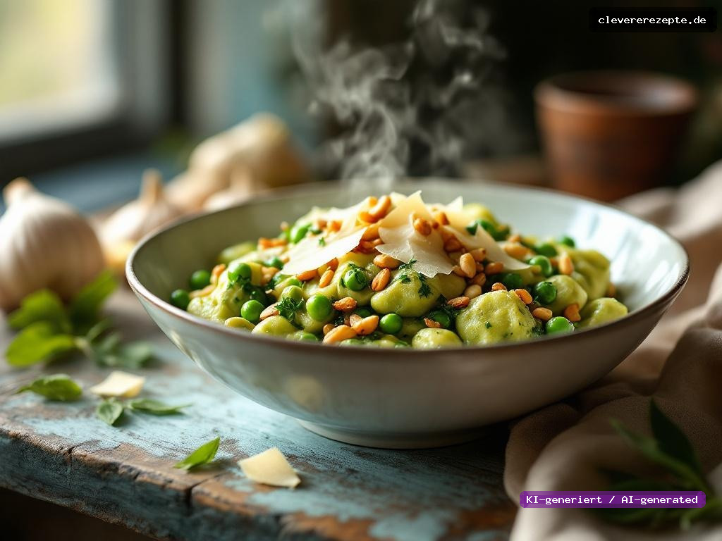 Gnocchi mit Bärlauch-Butter, Erbsen & Pinienkernen