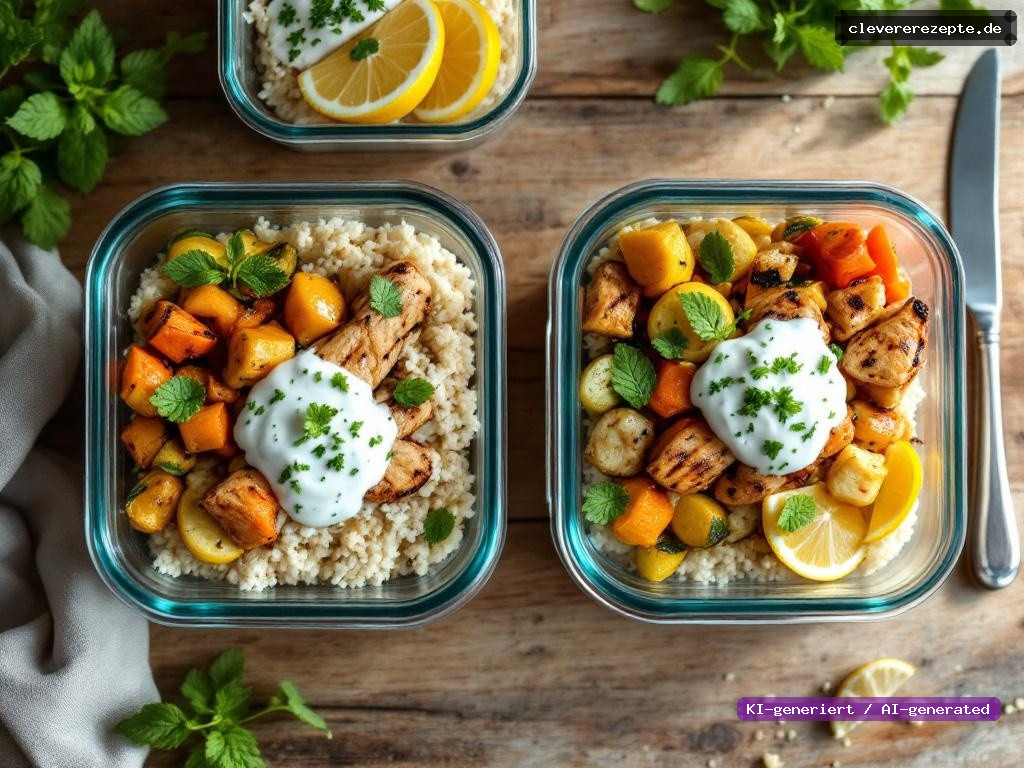 Meal-Prep-Bowl: Hähnchen, Bulgur & Zitronen-Joghurt