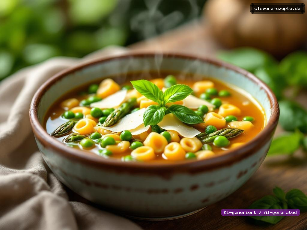 Frühlingsminestrone mit Spargel & Basilikum-Öl