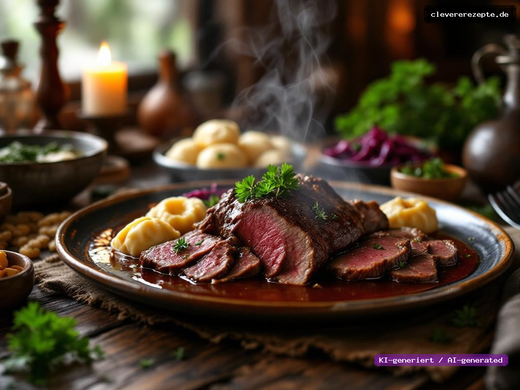 Sauerbraten mit Rotkohl & Kartoffelklößen