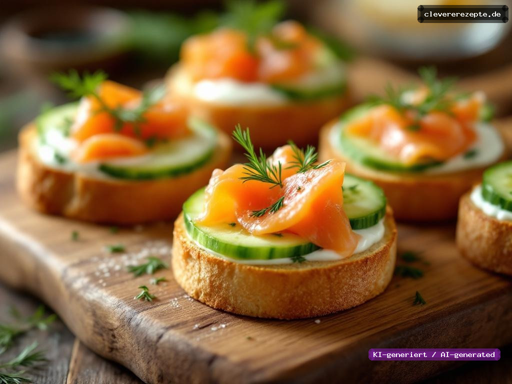 Baguette-Schnittchen mit Räucherlachs & Kräuterquark