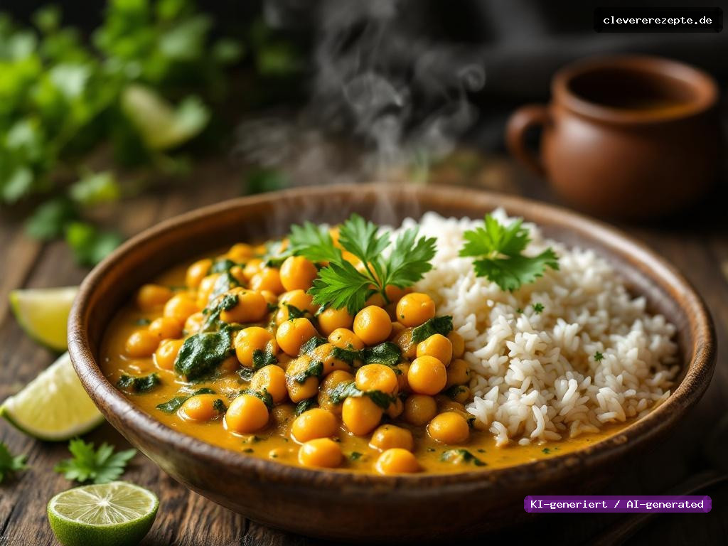 Kichererbsen-Spinat-Kokos-Curry mit Jasminreis