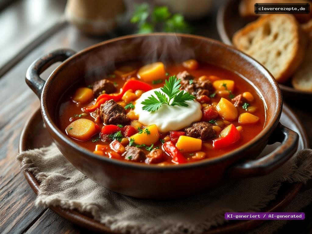 Deftige Gulaschsuppe mit Paprika & Kartoffeln