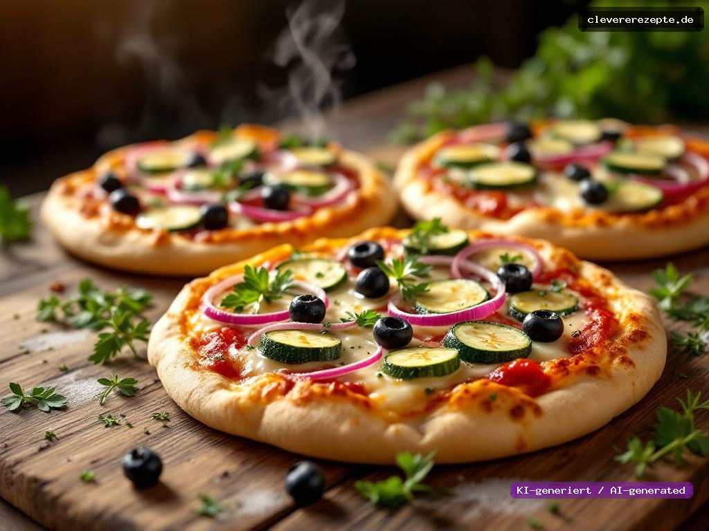 Bunte Pita-Pizzen mit Gemüse & Mozzarella