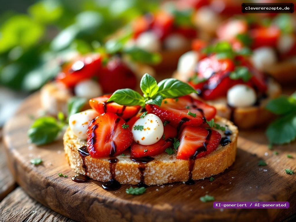 Erdbeer-Mozzarella-Crostini mit Balsamico & Basilikum