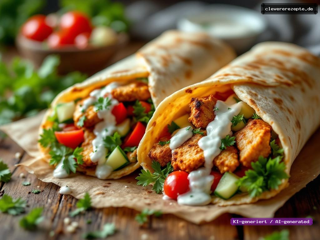 Airfryer Hähnchen-Shawarma-Wraps