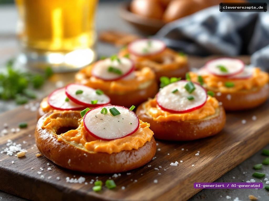 Laugenbrezel-Schnittchen mit Obatzda & Radi